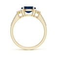 thumbnail image 2 of ANGARA Natural 1.55 Ct Sapphire Ring with Trio Diamond Accents in 14K Yellow Gold for Women (Size-8x6mm) | September Birthstone, Anniversary, Jewelry Gift for Women | Natural Sapphire Ring, 2 of 9