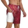 thumbnail image 3 of Balery Abstract Red Marble Mens Swim Trunks Swim Shorts for Men Quick Dry Inseam Beach Shorts with Compression Liner Pocket-X-Large, 3 of 9