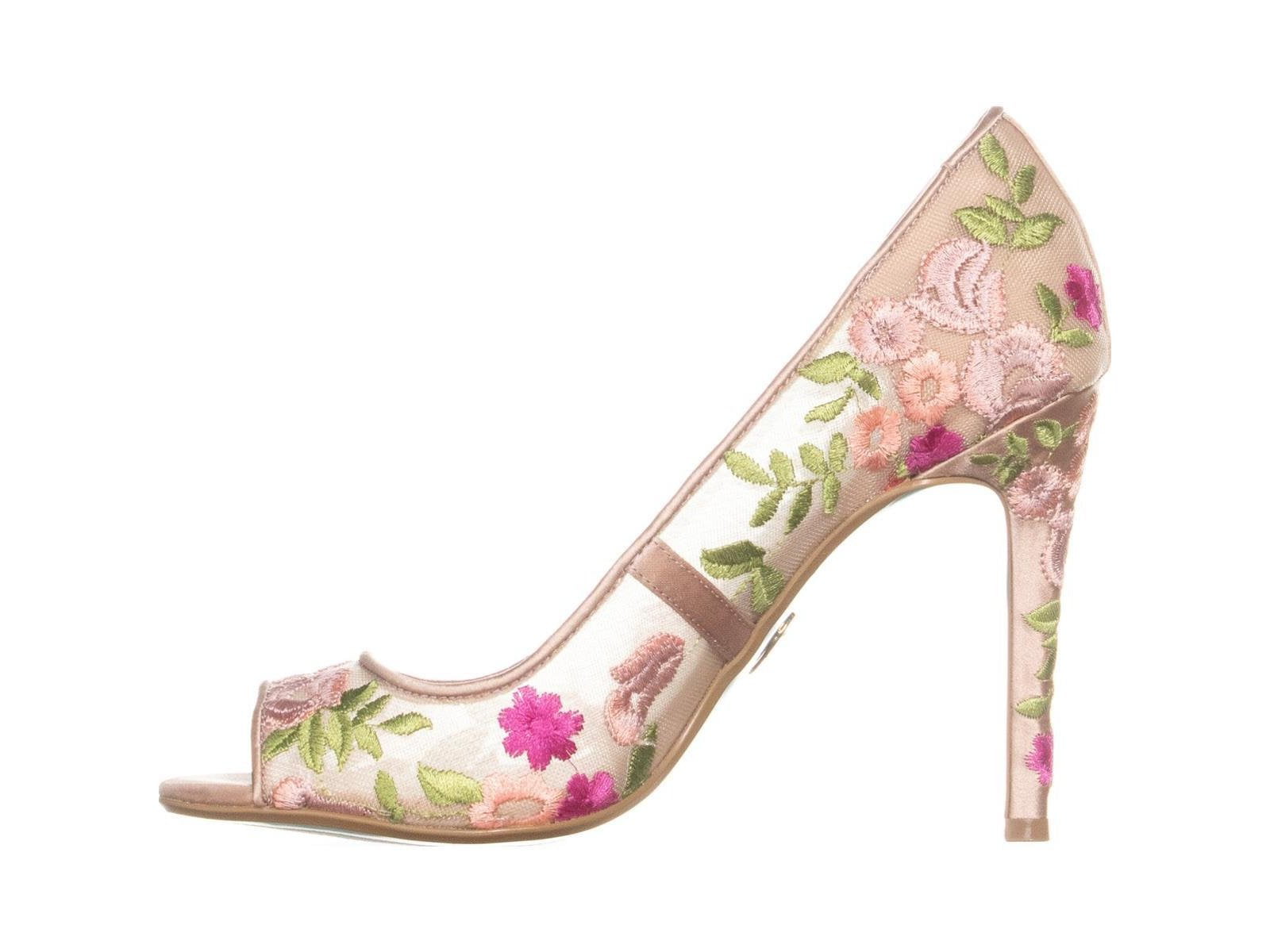 Ladies Floral Chic Sassy Peep Toe Summer Fashion Embroidery High Heels All Sizes