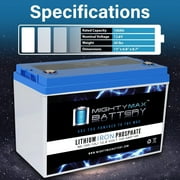 Mighty Max Battery ML100-12LI - 12 Volt 100 AH Deep Cycle Lithium Iron Phosphate (LiFePO4) Rechargeable and Maintenance Free Battery