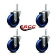thumbnail image 2 of 4 Inch Solid Poly Wheel Swivel 5/8 Inch Threaded Stem Caster Set Service Caster, 2 of 2