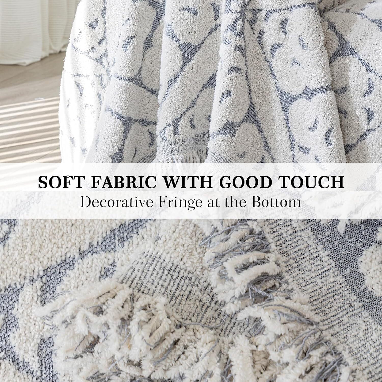 TOPCHANCES Chenille Couch Cover Sofa Slipcovers Towel Cover Couch Furniture Pet Protector Throws Blanket  (180*260cm, Grey)