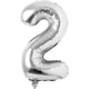thumbnail image 1 of Yanonmyfd Globo Metálico de número Jumbo Gigante #2 Plateado | Tamaño 100 cms 40 Pulgadas | Números | Globos de Fiesta cumpleaños | Color Plata #2 | Adornos Decoración (2, Plata), 1 of 6