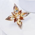 thumbnail image 3 of Marquise Cut Crystal Cluster Brooch, Gold Tone with Topaz Rhinestones, Cross Star Shape, 3 of 8