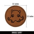 thumbnail image 2 of Kawaii Flapjack Octopus 2.5" Faux Leather Round Engraved Iron-On Patch - Brown, 2 of 6