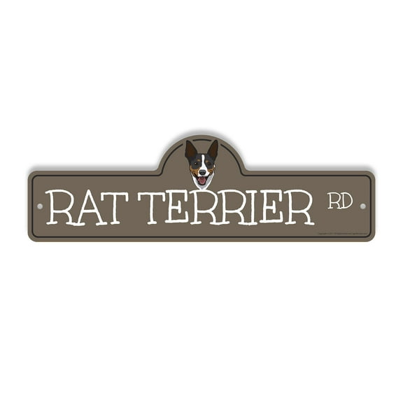 Rat Terrier Plastic Street Sign - 6 Inch X 18 Inch Gift Dog Breed Pet Cute Small Loyal Animal Family Friendly Decor House