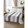 thumbnail image 2 of Grey Striped Queen Size Flat Sheet, Wrinkleproof & Fadeproof Cooling Flat Bed Sheet Only, Minimalist Farmhouse Stripe Breathable Soft Bedding Top Sheets 90 x 102 Inches, 2 of 8