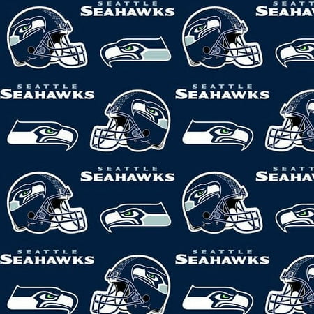 NFL Seattle Seahawks 58" 100% Polyester Fleece Sports Logo Fabric By the Yard, Blue