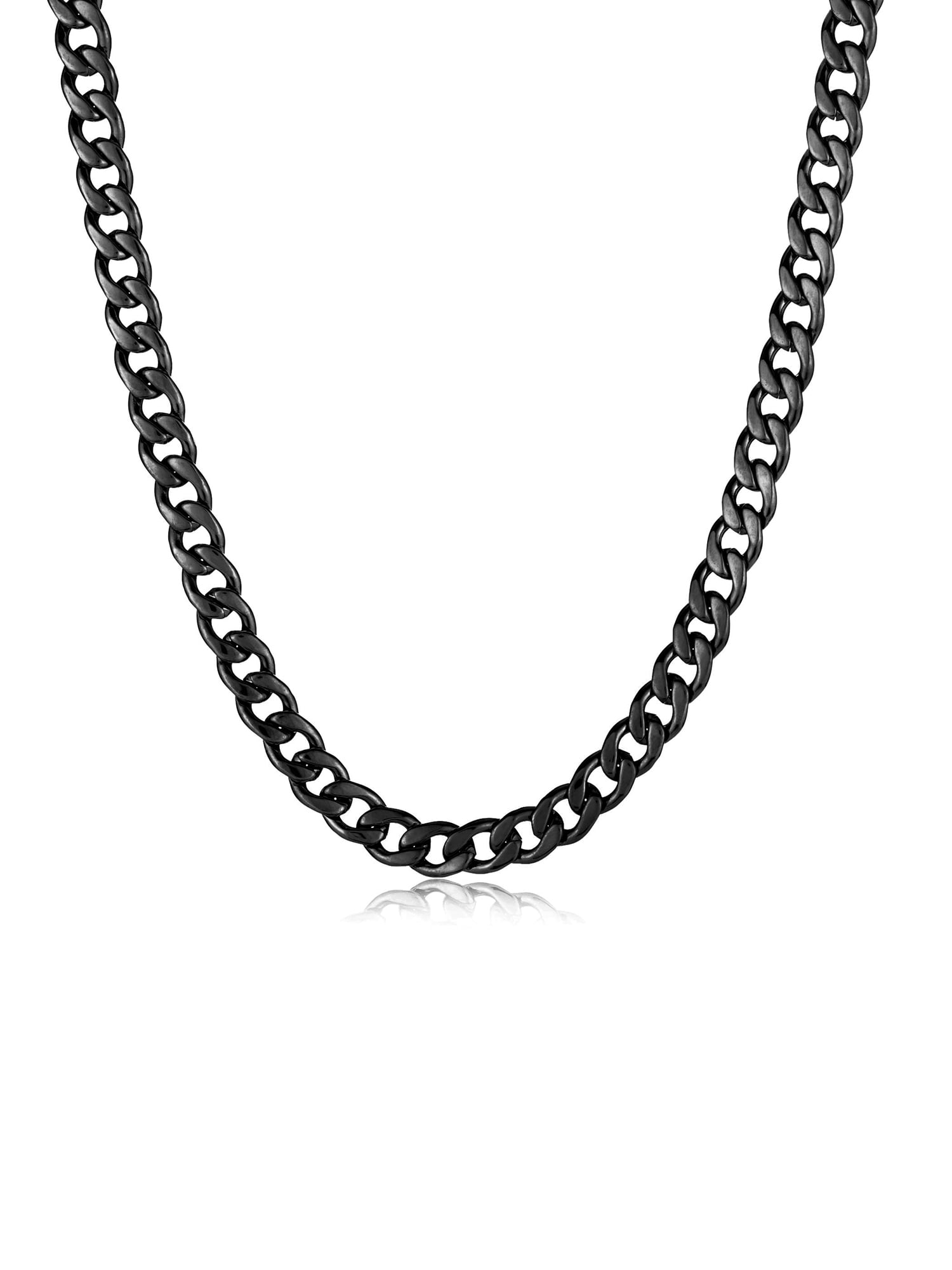 Coastal Jewelry Black Plated Stainless Steel Curb Chain Necklace (9mm