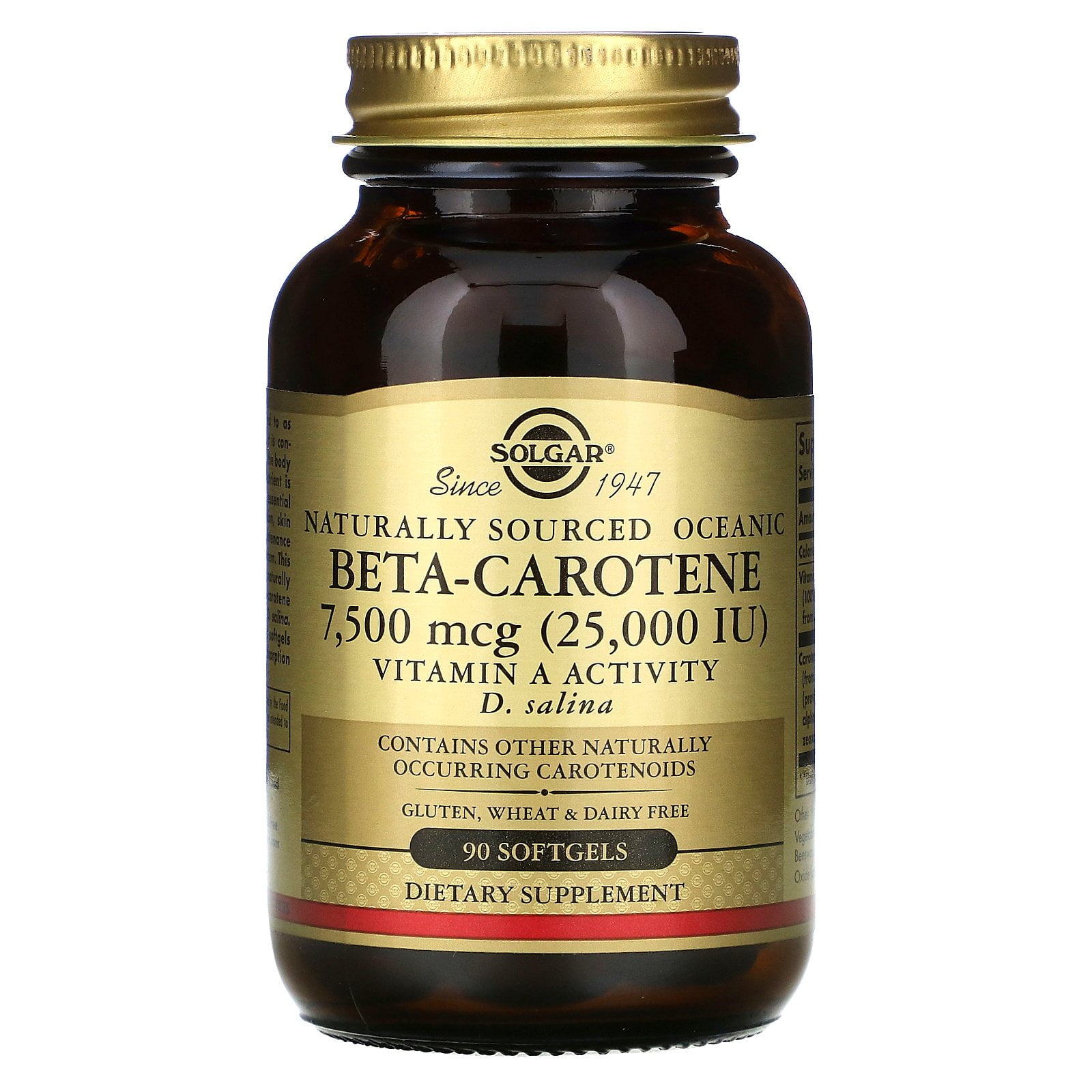 Naturally Sourced Oceanic Beta-Carotene, 7,500 mcg (25,000 IU), 90 Softgels, Solgar
