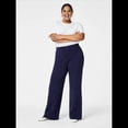 thumbnail image 4 of Pantalones de Vestir de Pierna para Mujer, de Cintura Alta, Elásticos, para Trabajo, Oficina, Negocios, Informales, con Bolsillos. Azul Marino S, 4 of 6