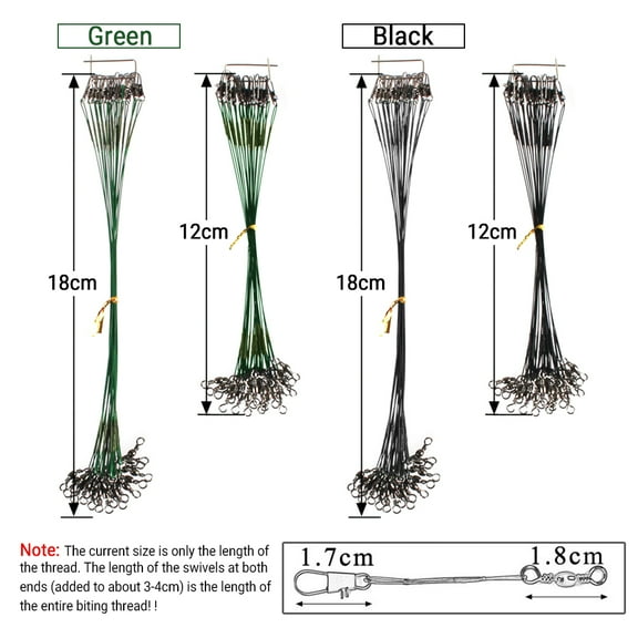 Leader,Leader 20pcs Wire With Swivels And Duty Leaders With Steel Leader 20pcs Wire Leaders Heavy 20pcs Wire Leaders Buzhi Leaders Heavy Duty Hxber Twirltide Black 18cm