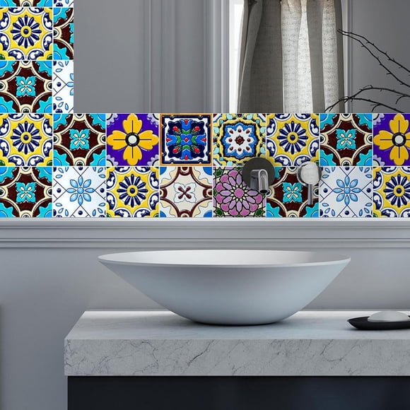 Elodie 10Pcs Moslem Tile Wall Stickers for Bathroom Kitchen Backsplash Decor G
