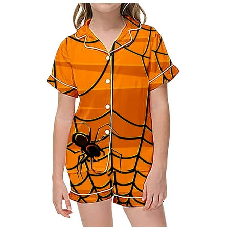 

2 Piece Sets Pajamas for Kids Children Graphic Print Short Sleeve Button Shirt Shorts Pajama Set Sweatpants Outfits for Teens Autumn Baby Girl Outfit New Baby Set Baby Girl Pajamas 3-6 Months Little