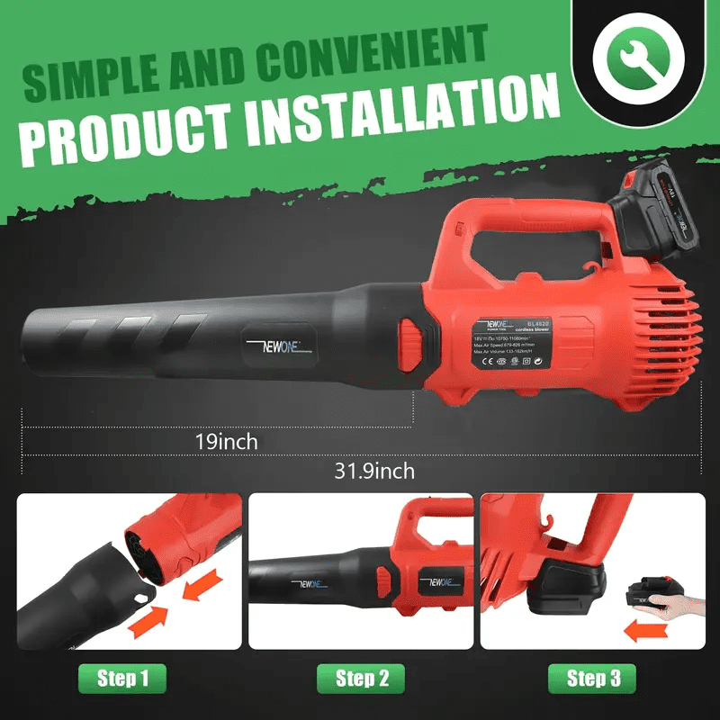 Leaf Blower Cordless 20V 499CFM/103MPH 5 Speed Modes with 2.0Ah Batteries and Charger Battery Powered Leaf Blowers for Lawn Care, Patio, Yard, Dust, Snow
