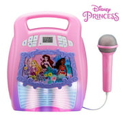 eKids Disney Princess Karaoke Machine for Kids Bluetooth Speaker with Microphone, Recorder to Save and Share Performances via USB Port