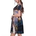 thumbnail image 2 of Naloa Sunset Cliff Dinosaur Print Womens Summer A-Line Dress with Pockets,Short Sleeve Dresses,Flowy Beach Swing Dress for Vacation Travel, 2 of 6