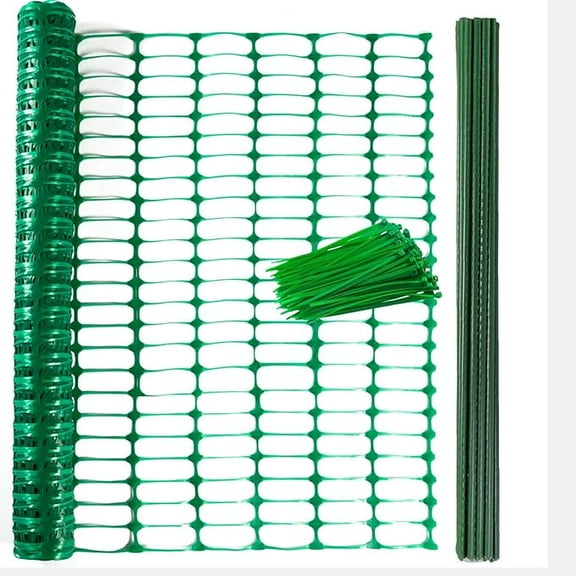 BESEA 2Pack 100' Feet Long Green Fence, 4' Height Plastic Snow Fence, Safety Garden Mesh