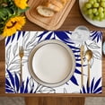 thumbnail image 4 of Blue Leaves Placemats Set of 6, Abstract Modern Geometric Lines Simple Art Placemats for Dining Table, Place Mats for Kitchen Tabletop, Waterproof Wipeable Dining Table Mats Set, 4 of 9