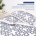 thumbnail image 6 of King Size Duvet Cover, Soft, Breathable 3 Pieces Bedding Set with Zipper Closure, 8 Corner Ties, 2 Pillow Shams, 1 Duvet Cover for All Seasons (King, 104X90 Inches, White & Navy-No Comforter), 6 of 7