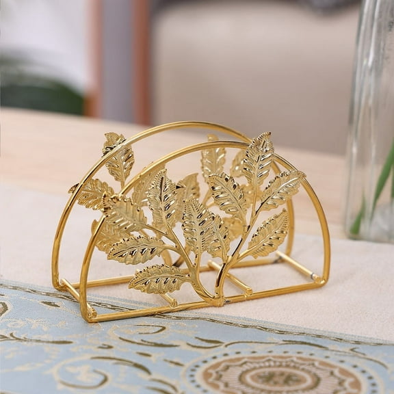 NUOLUX Napkin Stand Tissue Dispenser Holder Leaf Designed Napkin Holder for Kitchen Restaurant Golden