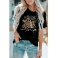 thumbnail image 2 of POGLIP Women's Black Leopard Christmas Tree Graphic Print Crew Neck T Shirt, 2 of 6