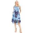 thumbnail image 5 of Sakkas Butterfly Tie Dye Tank Sheath Caftan Mid Length Dress - Blue - One Size, 5 of 5