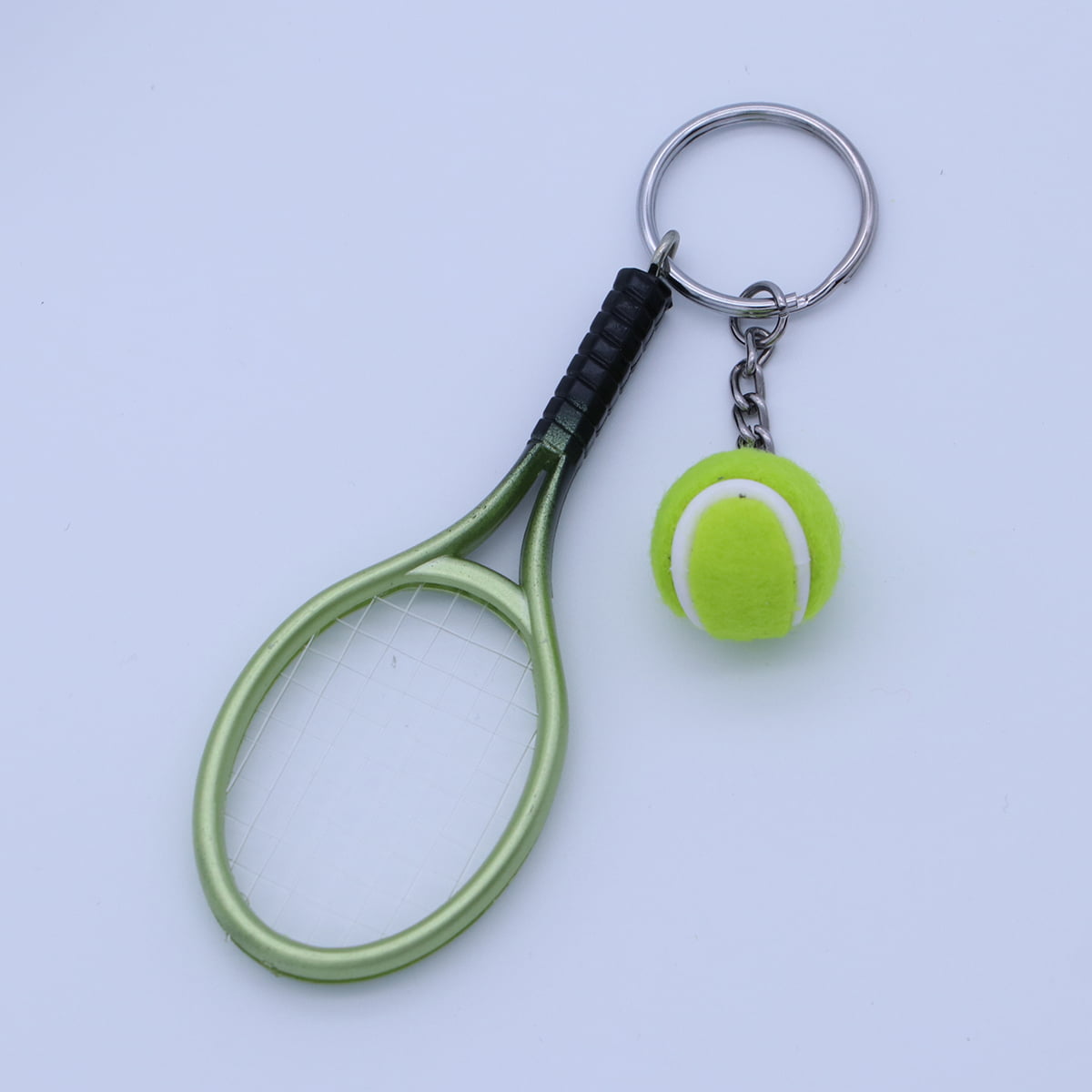 TENNIS BALL Sport Quality Chrome Keyring Picture Both Sides 