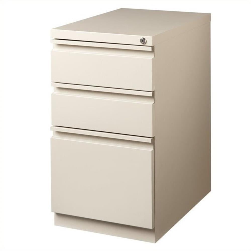 Bowery Hill 20" Putty/Beige Mobile Pedestal Filing Cabinet 3-Drawer Box/Box/File