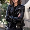 thumbnail image 1 of Abrigo liso de otoño para mujer, prendas de vestir de piel sintética, traje con cremallera, chaqueta corta fina a la moda para primavera y otoño para mujer, 1 of 5