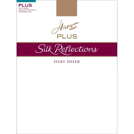 Hanes Womens Silk Reflections Plus Sheer Control Top Enhanced Toe Pantyhose