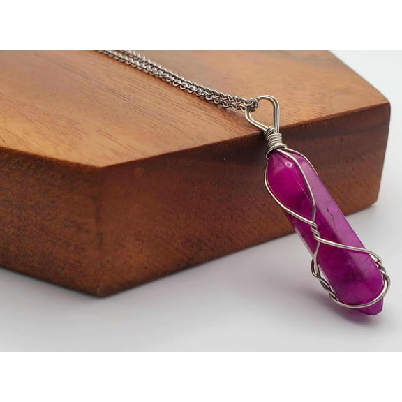 Elegant Silver-Tone Purple Garnet Agate Point Necklace - Perfect Daily