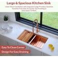 thumbnail image 3 of Strictly Sinks 32 Inch Copper Undermount Workstation Kitchen Sink Scratch and Stain Resistant 16 Gauge Double Bowl Bottom Grid, Wooden Cutting Boards Colander with Two Strainer Square Drains Two Strainer Flanges Copper, 3 of 7