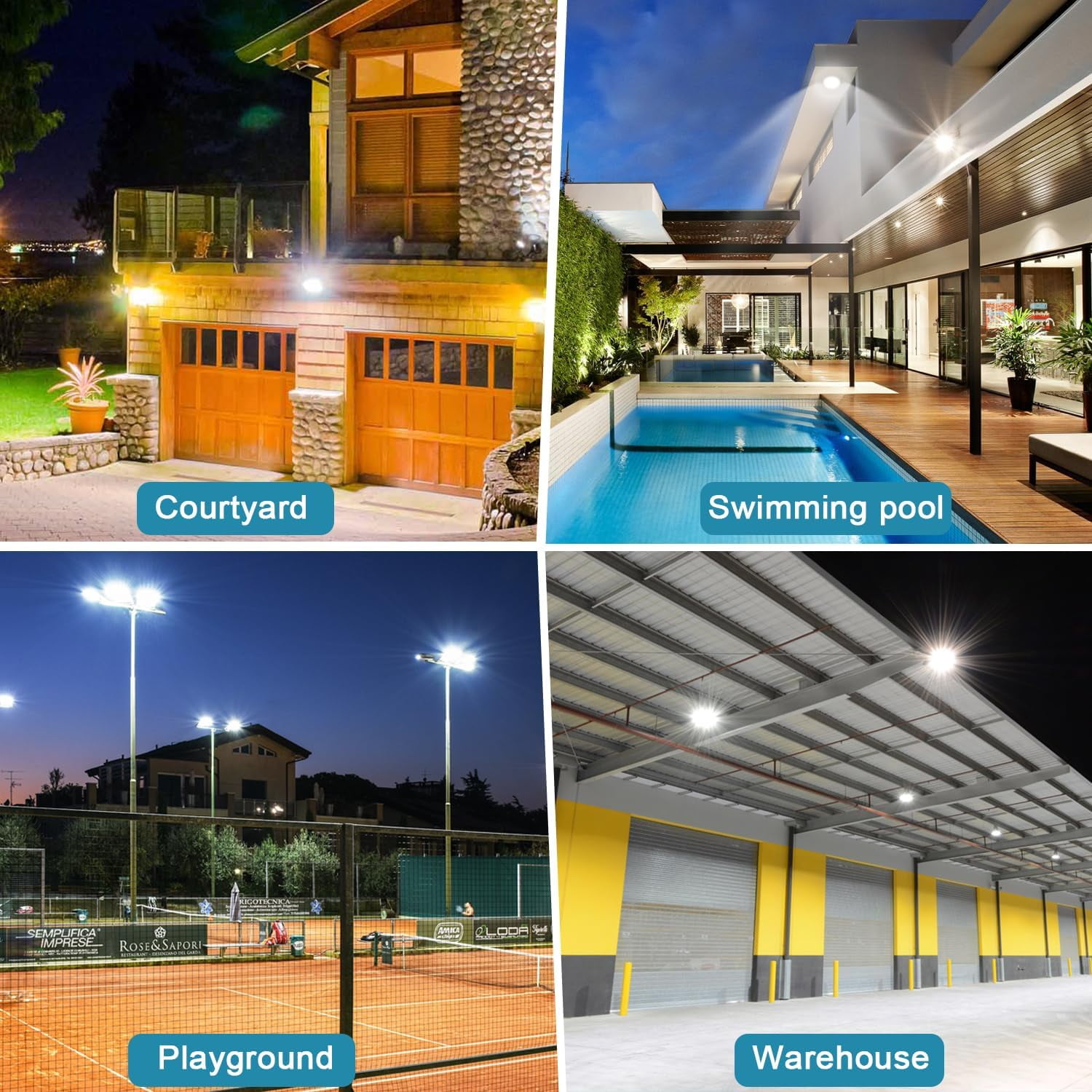 150W Flood Lights Outdoor, 12000LM Exterior LED Flood Light, IP66 Waterproof Security Light, 6500K Daylight White Floodlight