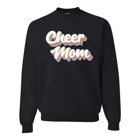 Wild Bobby Retro Cheer Mom Girl Sports Unisex Crewneck Graphic Sweatshirt, Black, Small