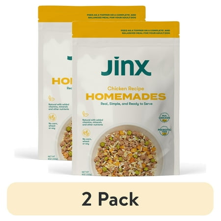(2 pack) Jinx Homemades Chicken Recipe Wet Natural Dog Food, Whole Grain, 9 oz Pouch