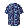 thumbnail image 4 of Goofa Blue Flower Skull Printed Men's Casual Short-sleeved Shirt,Lightweight Breathable Button-down,Summer Casual men's top,Versatile Fashion shirt-3X-Large, 4 of 7