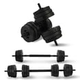 thumbnail image 1 of Fitvids 2 in 1 Adjustable Dumbbell Set, 60lbs Free Weights Set with Connector, Black, 1 of 12
