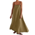 thumbnail image 1 of Wdgfv Robe Maxi d'Été pour Femmes avec Bordure Contrastée Bretelles Spaghetti Dos Nu Sans Manches Robe Longue Décontractée de Plage, 1 of 5