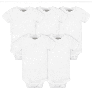 5 Pack Short Sleeve White Bodysuits 6 Months