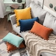thumbnail image 3 of 1 Uds. Fundas de almohada con borlas, funda de cojín bohemio, suave, decorativa, cuadrada, acogedora, moderna, para el hogar, para sofá, cama, silla, naranja, 40x40cm Jormftte HMJM061-6, 3 of 4