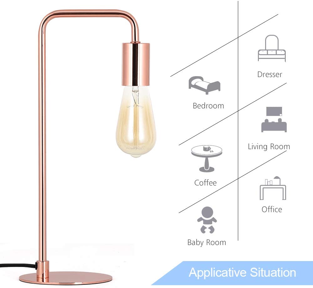LIANTRAL Rose Gold Nightstand Lamps Table Lamp Metal Set of 2