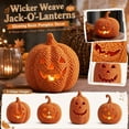 thumbnail image 6 of Yashow Elite Faux Woven Pumpkin Resin Ornament, Lighted Look Halloween Pumpkin Decor, No Battery Needed Fall Tabletop Decoration for Mantel Shelf Entryway, 6 of 14