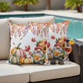 thumbnail image 4 of Red Orange Gnomes Fall Outdoor Waterproof Pillow Covers, Pumpkins Thanksgiving Eucalyptus Leaves Decorative Square Throw Pillowcase Sofa Cushion Sham for Patio/Couch/Chair, 18"x18" 2 Pack, 4 of 8