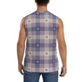 thumbnail image 4 of Balery Purple Floral Gingham Check Plaid Men's Sleeveless Muscle Shirts Workout Tank Top, Moisture Wicking, Odor Protection-Medium, 4 of 8