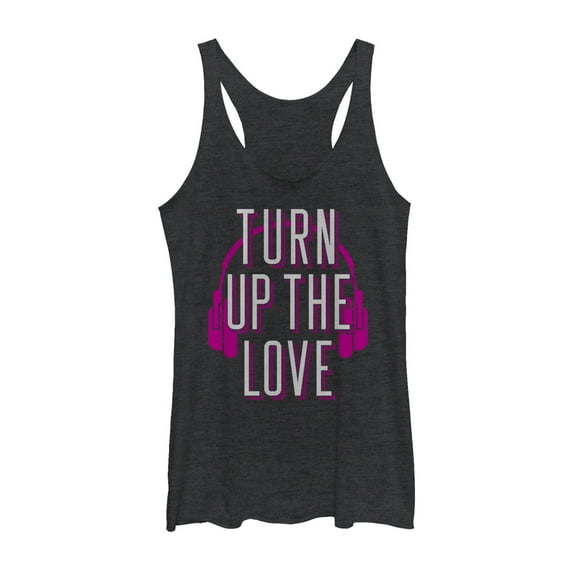 Women's CHIN UP Turn Up the Love Racerback Tank Top Black Heather X Small