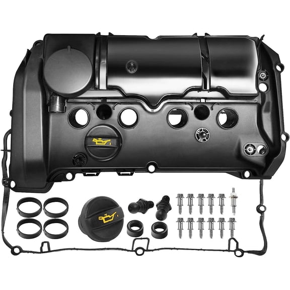 A-Premium Engine Valve Cover, with Gasket & Oil Filler Cap & Bolts, Compatible with BMW 118i 2012-2015, 120i 2015-2016, L4 1.6L DOHC, Replace # 11127646553