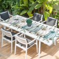 thumbnail image 2 of Blue Pumpkins Thanksgiving Table Cloths for 8 Foot Rectangle Tables, Fall Green Eucalyptus Pinecones Patio Waterproof Elastic Fitted Tablecloths, Washable Rectangular Table Cover for Camping, 2 of 8