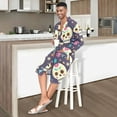 thumbnail image 4 of Dailycode Men Robe Lightweight Soft Bathrobes Kimono Nightgown Cute Skull Candles Bone, 4 of 6