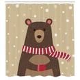 thumbnail image 3 of Ambesonne Cartoon Shower Curtain, Bear Red Scarf, 69"Wx84"L, Brown Sand Brown, 3 of 3